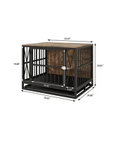 32.67 Inches Dog Kennel for Dogs up to 70 lb, with Removable Tray, Rustic Brown