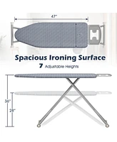 47" x 15" Iron Board with Removable Silver-coated Cover & Heavy-duty Steel Frame