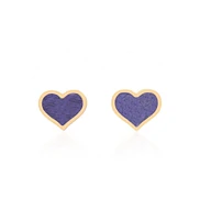 The Lovery Large Amethyst Heart Stud Earrings 14k Gold