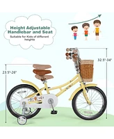 Kids Adjustable Bike with Reflectors Bell Safe Bicycle for Children Aged 4-7 Years Old
