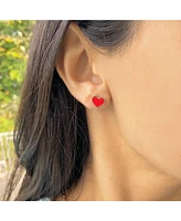 The Lovery Large Coral Heart Stud Earrings 14k Gold