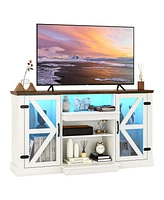 Media Console Table with 3-Level Shelves & 22 Dynamic Led Modes Modern Tv Stand for Living Room