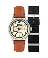Avi-8 Men's Hawker Hurricane Mckellar Dual-Time Tan Leather Strap Watch, 44mm