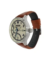Avi-8 Men's Hawker Hurricane Mckellar Dual-Time Tan Leather Strap Watch, 44mm
