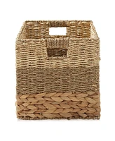 Casafield 10.5" x 10.5" Mixed Weave Storage Baskets, Natural - Set of Collapsible Cubes, Woven Bin Organizers for Bathroom, Bedroom