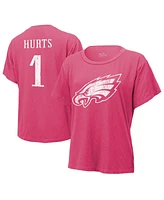 Majestic Women's Jalen Hurts Pink Philadelphia Eagles Name Number T-Shirt
