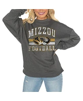 Gameday Couture Women's Charcoal Missouri Tigers Good Vibes Premium Fleece Drop Shoulder Pullover Sweatshirt