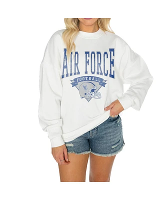 Gameday Couture Women's White Air Force Falcons Good Vibes Premium Fleece Drop Shoulder Pullover Sweatshirt