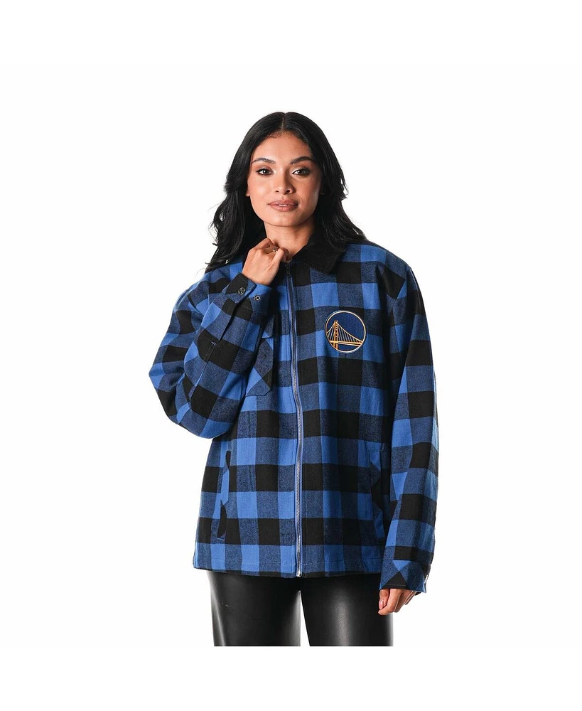 The Wild Collective Men's and Women's Black Golden State Warriors Flannel Full-Zip Shacket