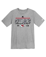 Nike Preschool Heather Gray Kansas City Chiefs 2024 Afc Champions Locker Room Trophy Collection T-Shirt