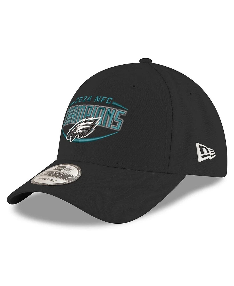 New Era Men's Black Philadelphia Eagles 2024 Nfc Champions 9FORTY Adjustable Hat