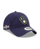 New Era Men's Navy Milwaukee Brewers 2024 Mlb Postseason Side Patch 9TWENTY Adjustable Hat