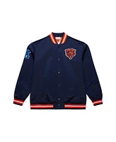 Mitchell & Ness Men's Navy Chicago Bears Double Down Satin Full-Snap Jacket