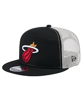 New Era Men's Miami Heat Black Victory Grove Split Panel 9FIFTY Snapback Hat