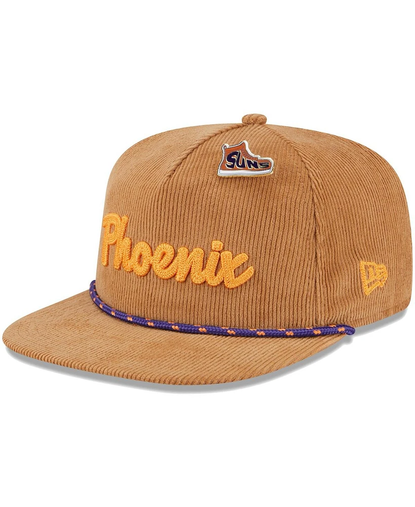 New Era Men's Tan Phoenix Suns Victory Grove Corduroy Sneaker Pin Golfer Snapback Hat