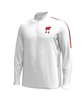 Under Armour Men's White Wisconsin Badgers Playoff Performance Quarter-Zip Jacket