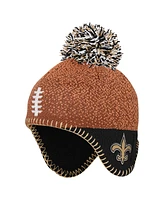 Outerstuff Baby Boys and Girls Brown New Orleans Saints Football Head with Pom Knit Hat