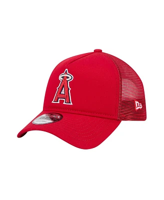 New Era Men's Red Los Angeles Angels 9FORTY A-Frame Trucker Adjustable Hat