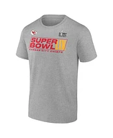 Fanatics Men's Heather Gray Kansas City Chiefs Super Bowl Lix Big Tall Roster T-Shirt