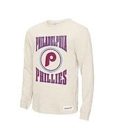 Mitchell & Ness Men's Cream Philadelphia Phillies Arched Logo Slub Long Sleeve T-Shirt