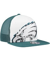 New Era Big Boys and Girls White/Green Philadelphia Eagles Distressed 9FIFTY A-Frame Snapback Hat