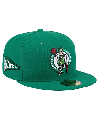 New Era Men's Kelly Green Boston Celtics Throwback Pennant 59FIFTY Fitted Hat