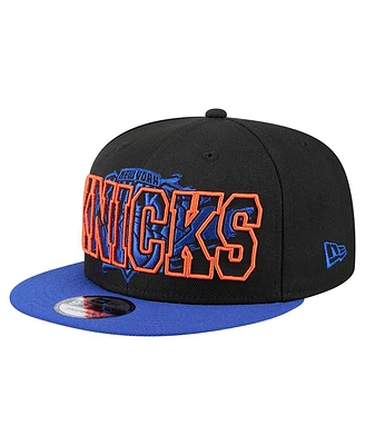 New Era Men's Black/Blue New York Knicks Sport Night Splatter Two-Tone Snapback 9FIFTY Snapback Hat