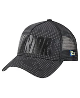 New Era Men's Black Golden State Warriors Midnight Ink Tonal A-Frame Trucker 9FORTY Adjustable Hat