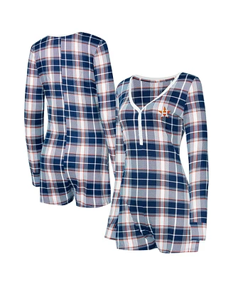 Concepts Sport Women's Navy/Orange Houston Astros Ashford Plaid V-Neck Knit Romper