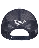 New Era Men's White/Navy Minnesota Twins Spring Training Circle Foam A-Frame 9FORTY Trucker Adjustable Hat