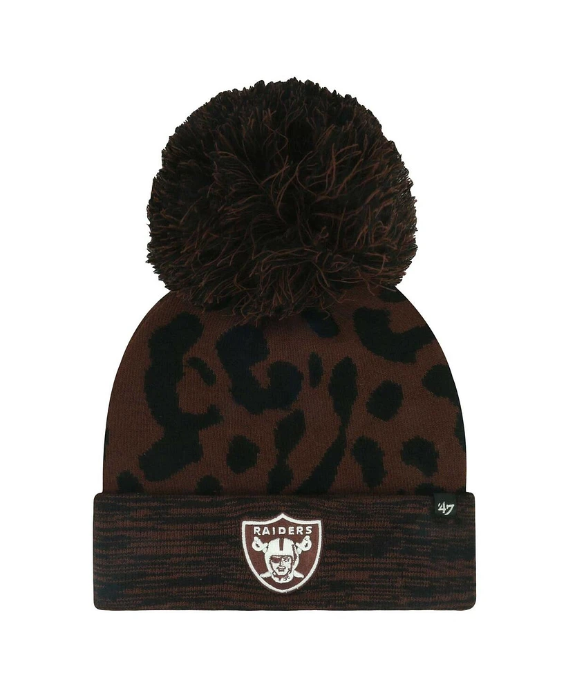 '47 Brand Women's Brown Las Vegas Raiders Cacao Cuffed with Pom Knit Hat