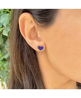 The Lovery Large Lapis Heart Stud Earrings 14k Gold