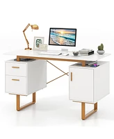 Computer Desk with Floating Desktop and Dual Drawers for Sleek Design and Efficient Storage
