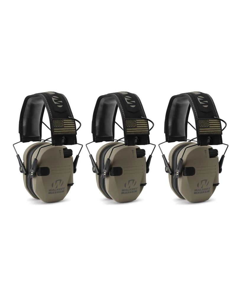 Walker's Razor Slim Electronic Shooting Muffs 3-Pack (Flat Dark Earth Fde