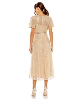 Women's A Line Embellished Short Sleeve Dress
