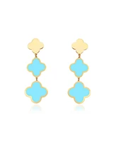 The Lovery Onyx Graduating Clover Dangle Earrings 14K Gold