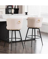 Set of 2 Swivel Bar Stools – Upholstered Chairs with Metal Accents for Kitchen Island, Home Bar, or Dining Room-The Pop