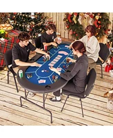 Foldable Poker Table with 8 Cup Holders Convenient and Compact for Game Night Fun