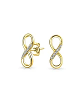 Bling Jewelry Classic Cz Cubic Zircona Stud Earrings Love Knot Infinity Sterling Silver