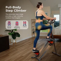 Sunny Health & Fitness Smart Foldable Stair Stepper, Vertical Climber Cardio Exercise Machine with Free SunnyFit App via Bluetooth