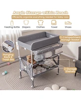 Portable Baby Changing Table with Wheels and Large Storage Rack Convenient Mobile for Nursery Organization