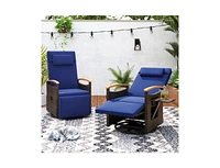 Patio Rattan 360° Swivel Recliner Chair with Adjustable Backrest and Footrest