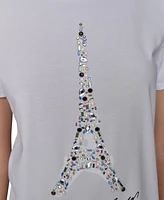 Karl Lagerfeld Paris Women's Jewel Eiffel Crewneck T-Shirt