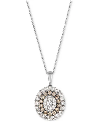 Le Vian Chocolate Diamond & Nude Oval Halo Adjustable 20" Pendant Necklace (1-1/2 ct. t.w.) 14k Rose Gold