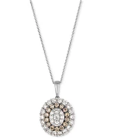 Le Vian Chocolate Diamond & Nude Oval Halo Adjustable 20" Pendant Necklace (1-1/2 ct. t.w.) 14k Rose Gold