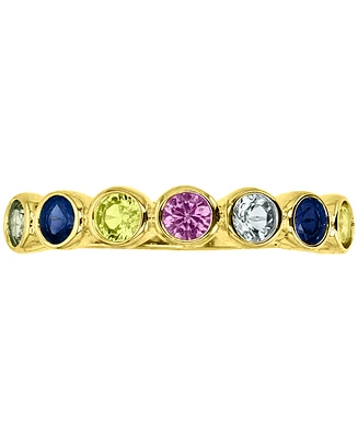 Lab-Created Blue Sapphire Stack Ring (1-1/2 ct. t.w.) 14k Gold-Plated Sterling Silver