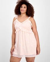 And Now This Trendy Plus V-Neck Ruffle-Trim Mini Dress, Exclusively at Macy's