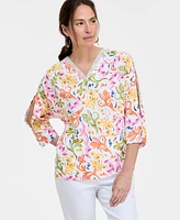 Jm Collection Women's Printed Embellished Top, Exclusively at Macy's