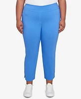Hearts Of Palm Plus It Had To Be Blue Solid Tech Stretch Pull On Capri Pants