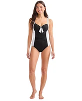 Tommy Bahama Women's Colorblocked Tie-Front One-Piece Swimsuit